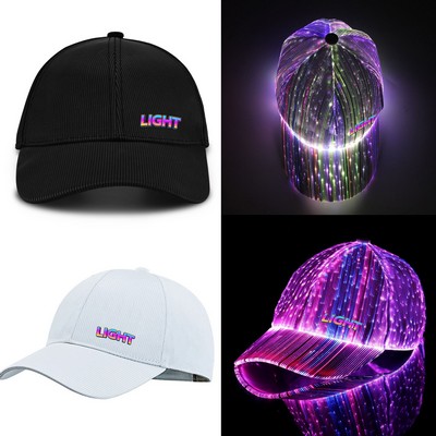 RGB LED Fiber Optic Baseball Cap - USB Rechargeable