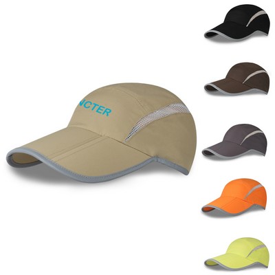Light Weight Foldable Unstructured Dry Fit Reflective Running Hat For Men And Women