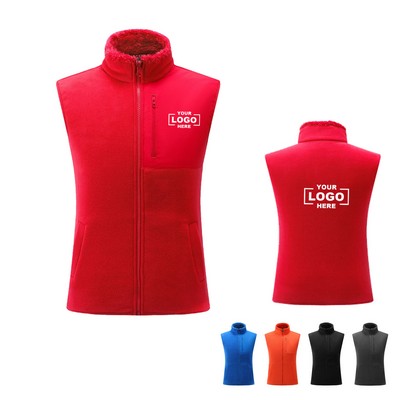 Winter-Weight Fleece Vest With Stand Collar For Workwear