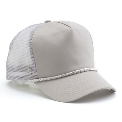 5 Panel Cotton Twill Cap W/ Mesh Back - Fused Buckram